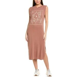 Project Social T Brown Tiger Yin Yang Graphic‎ Sleeveless Maxi Dress Size L